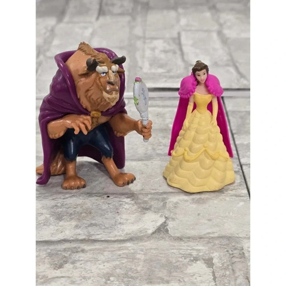 Lot of 2 Beauty Beast Figures Rubber Cake‎ Toppers